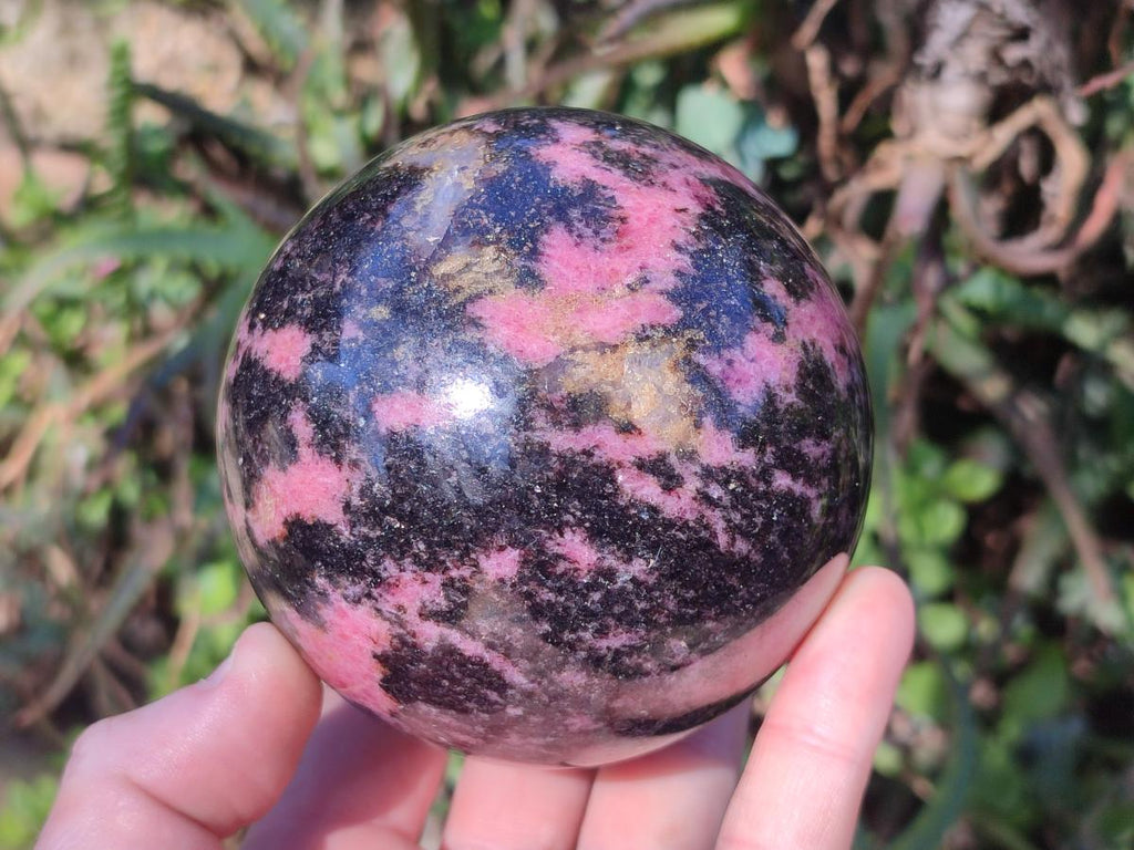 Polished Rhodonite Gemstone Spheres x 2 From Ambindavato, Madagascar - Toprock Gemstones and Minerals 