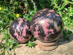 Polished Rhodonite Gemstone Spheres x 2 From Ambindavato, Madagascar - Toprock Gemstones and Minerals 