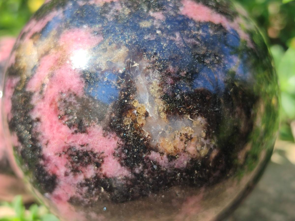 Polished Rhodonite Gemstone Spheres x 2 From Ambindavato, Madagascar - Toprock Gemstones and Minerals 