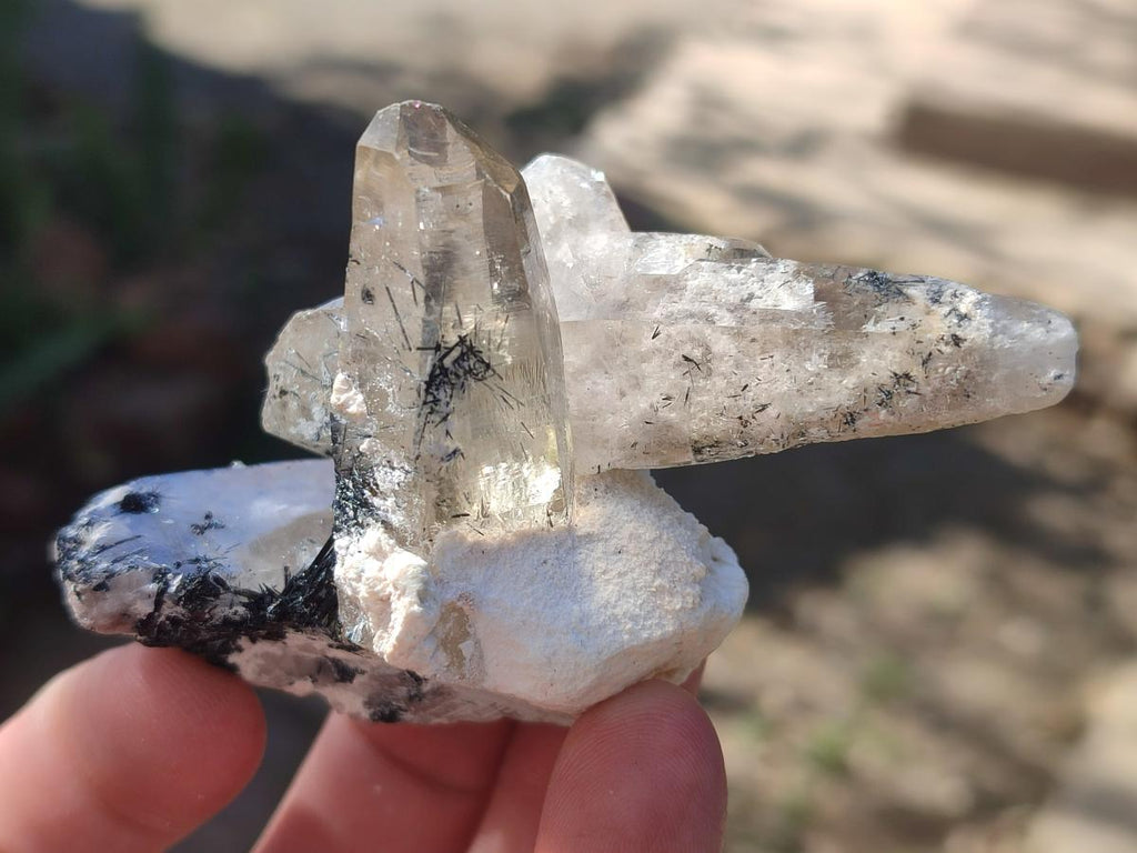 Natural Smokey Quartz Specimens with Black Tourmaline x 19 From Erongo, Namibia - Toprock Gemstones and Minerals 