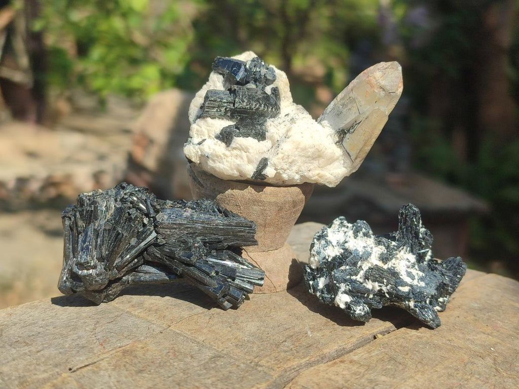 Natural Smokey Quartz Specimens with Black Tourmaline x 19 From Erongo, Namibia - Toprock Gemstones and Minerals 