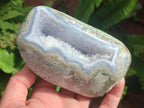 Polished and Natural Blue Lace Agate Standing Display Pieces x 2 From Nsanje, Malawi - Toprock Gemstones and Minerals 