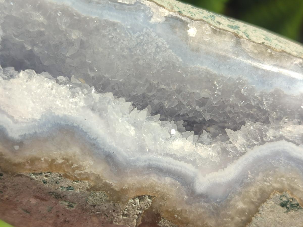 Polished and Natural Blue Lace Agate Standing Display Pieces x 2 From Nsanje, Malawi - Toprock Gemstones and Minerals 