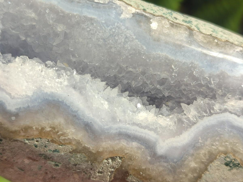Polished and Natural Blue Lace Agate Standing Display Pieces x 2 From Nsanje, Malawi - Toprock Gemstones and Minerals 