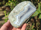Polished and Natural Blue Lace Agate Standing Display Pieces x 2 From Nsanje, Malawi - Toprock Gemstones and Minerals 