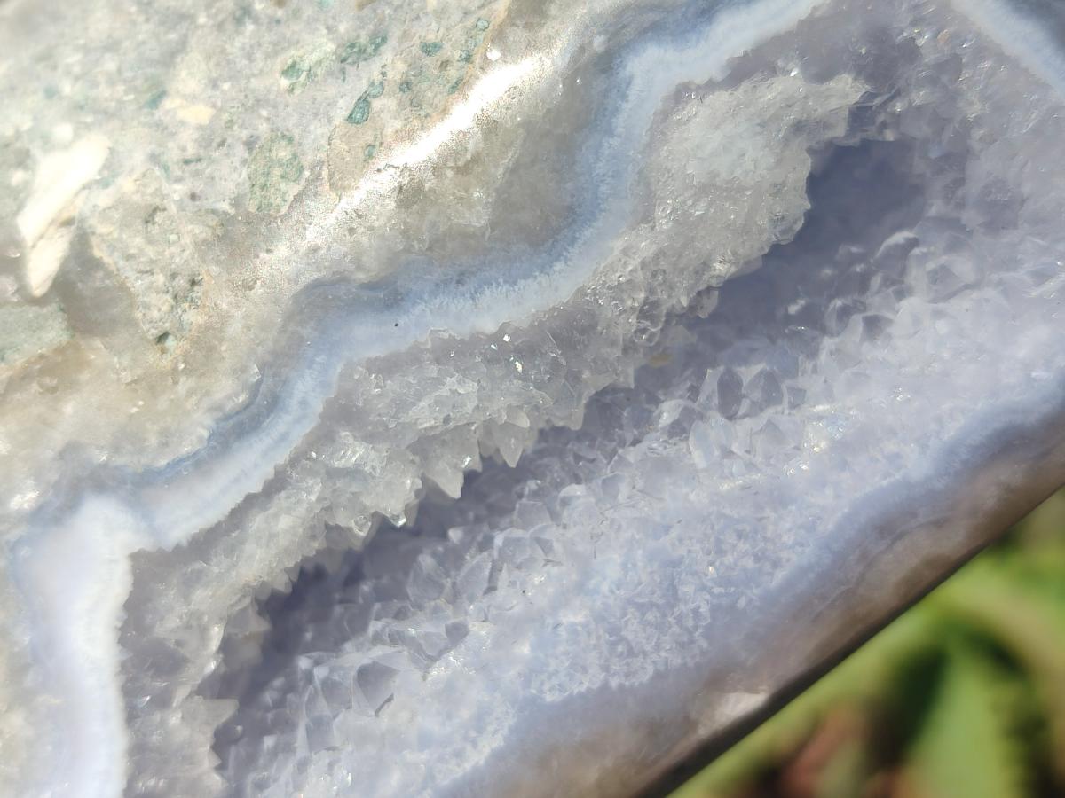 Polished and Natural Blue Lace Agate Standing Display Pieces x 2 From Nsanje, Malawi - Toprock Gemstones and Minerals 