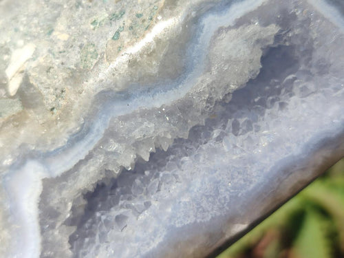 Polished and Natural Blue Lace Agate Standing Display Pieces x 2 From Nsanje, Malawi - Toprock Gemstones and Minerals 