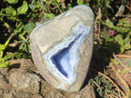 Polished and Natural Blue Lace Agate Standing Display Pieces x 2 From Nsanje, Malawi - Toprock Gemstones and Minerals 