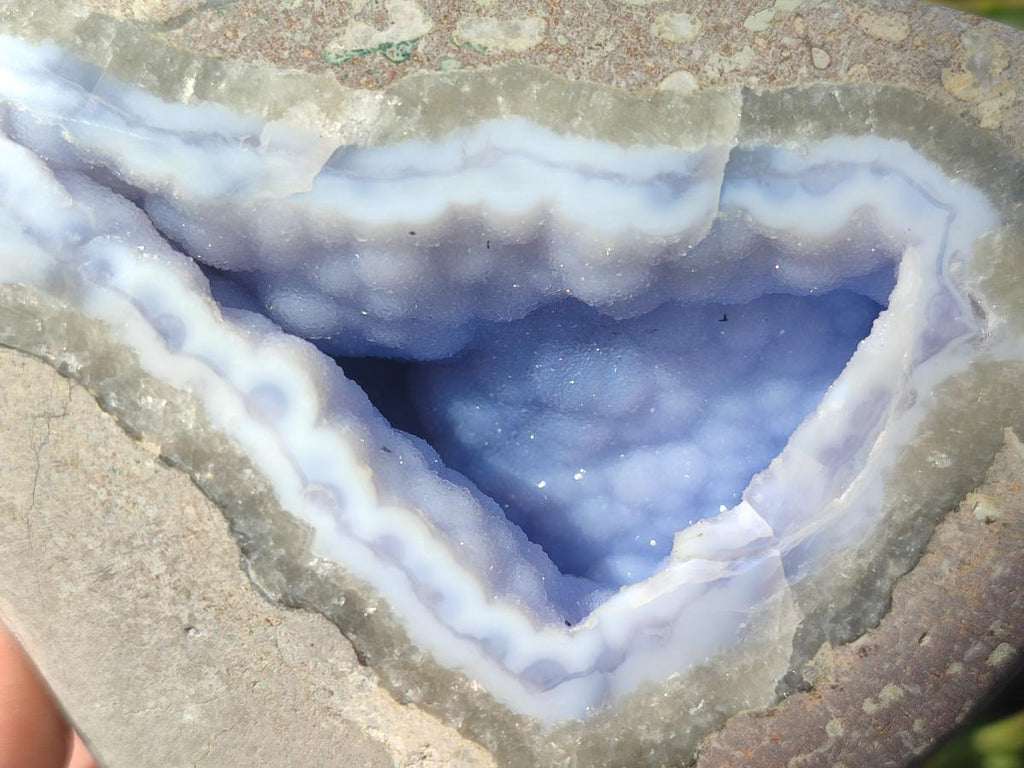 Polished and Natural Blue Lace Agate Standing Display Pieces x 2 From Nsanje, Malawi - Toprock Gemstones and Minerals 