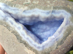 Polished and Natural Blue Lace Agate Standing Display Pieces x 2 From Nsanje, Malawi - Toprock Gemstones and Minerals 