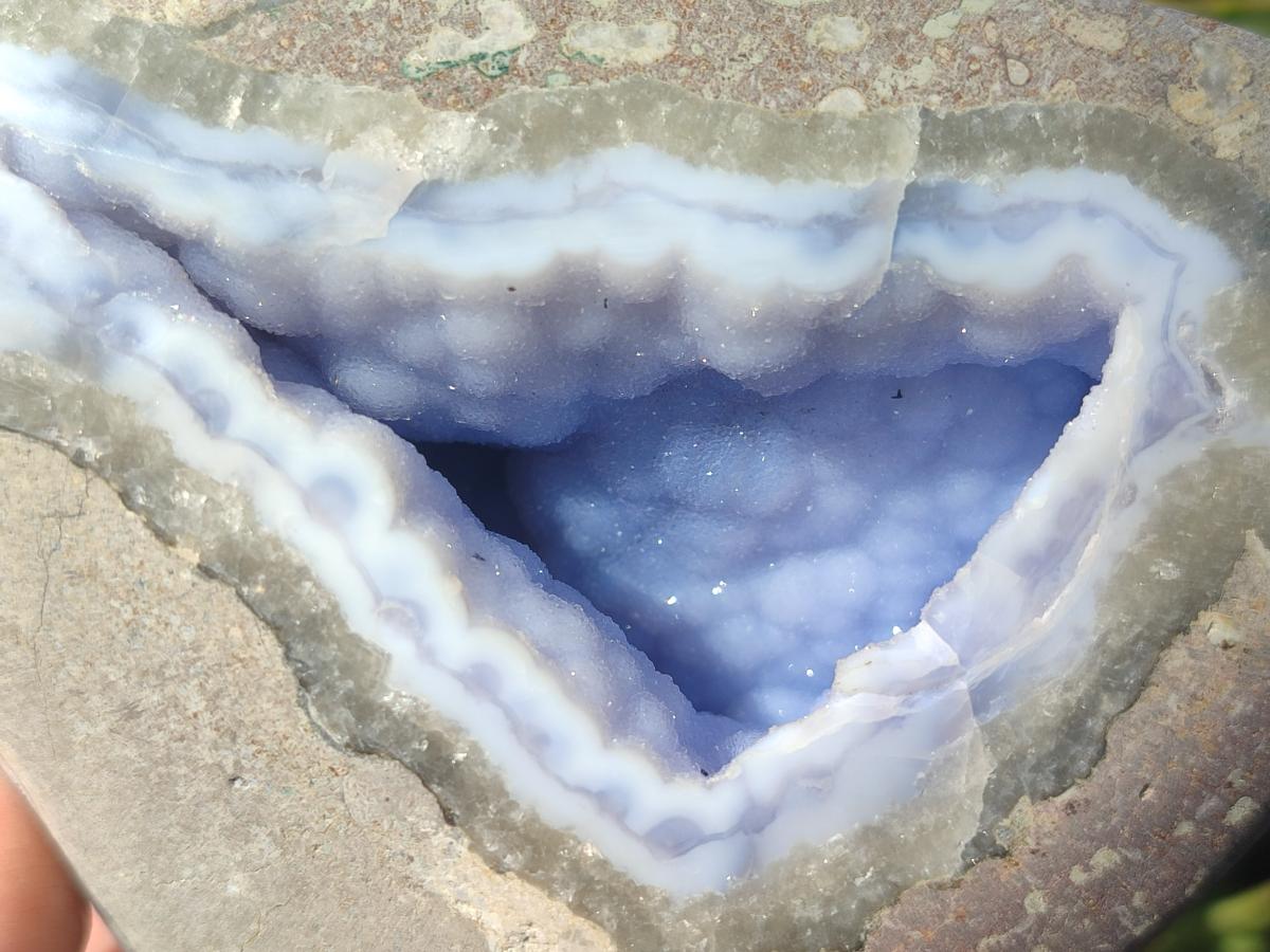 Polished and Natural Blue Lace Agate Standing Display Pieces x 2 From Nsanje, Malawi - Toprock Gemstones and Minerals 
