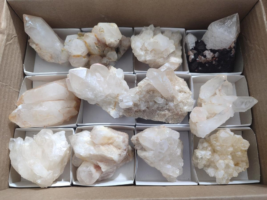Natural Malagasy Quartz Clusters x 12 From Madagascar - Toprock Gemstones and Minerals 