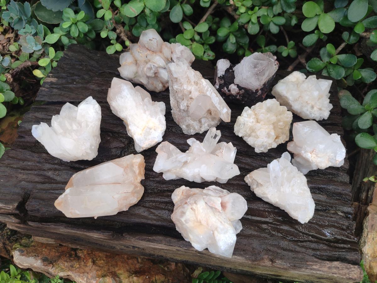Natural Malagasy Quartz Clusters x 12 From Madagascar - Toprock Gemstones and Minerals 