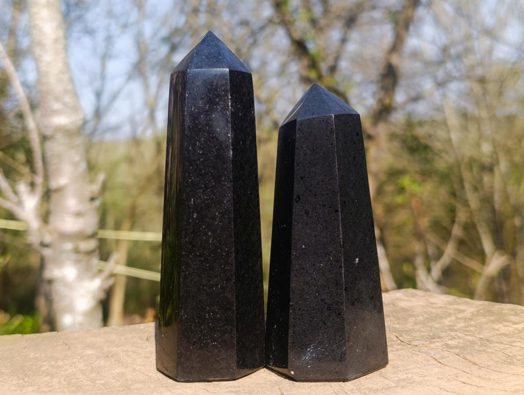 Polished Black Basalt Display Crystals x 6 From Madagascar - Toprock Gemstones and Minerals 