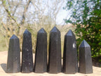 Polished Black Basalt Display Crystals x 6 From Madagascar - Toprock Gemstones and Minerals 