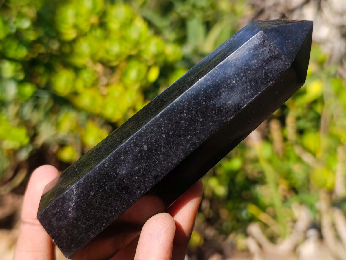 Polished Black Basalt Display Crystals x 6 From Madagascar - Toprock Gemstones and Minerals 