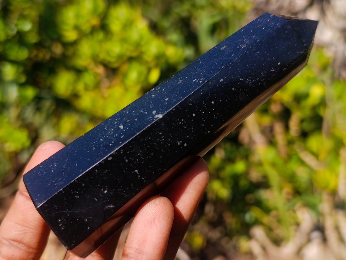 Polished Black Basalt Display Crystals x 6 From Madagascar - Toprock Gemstones and Minerals 