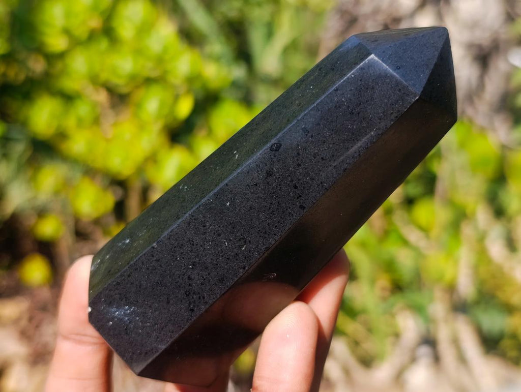 Polished Black Basalt Display Crystals x 6 From Madagascar - Toprock Gemstones and Minerals 