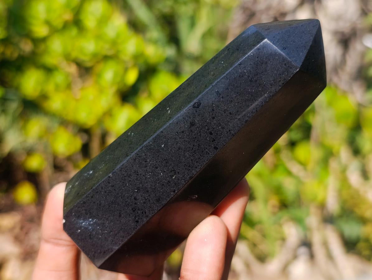 Polished Black Basalt Display Crystals x 6 From Madagascar - Toprock Gemstones and Minerals 