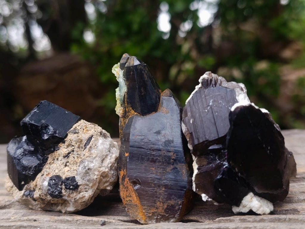 Natural Schorl Black Tourmaline with Smokey Quartz x 48 From Erongo, Namibia - Toprock Gemstones and Minerals 