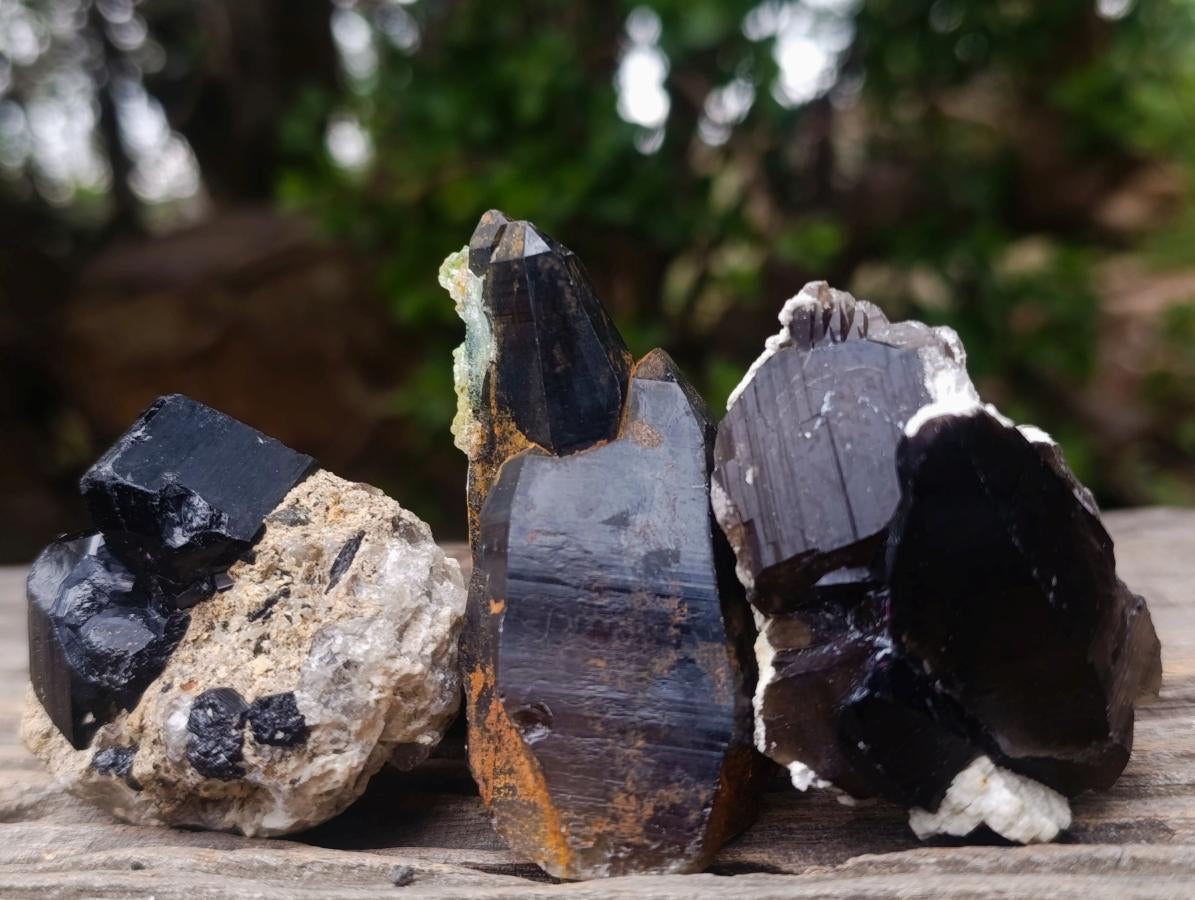 Natural Schorl Black Tourmaline with Smokey Quartz x 48 From Erongo, Namibia - Toprock Gemstones and Minerals 