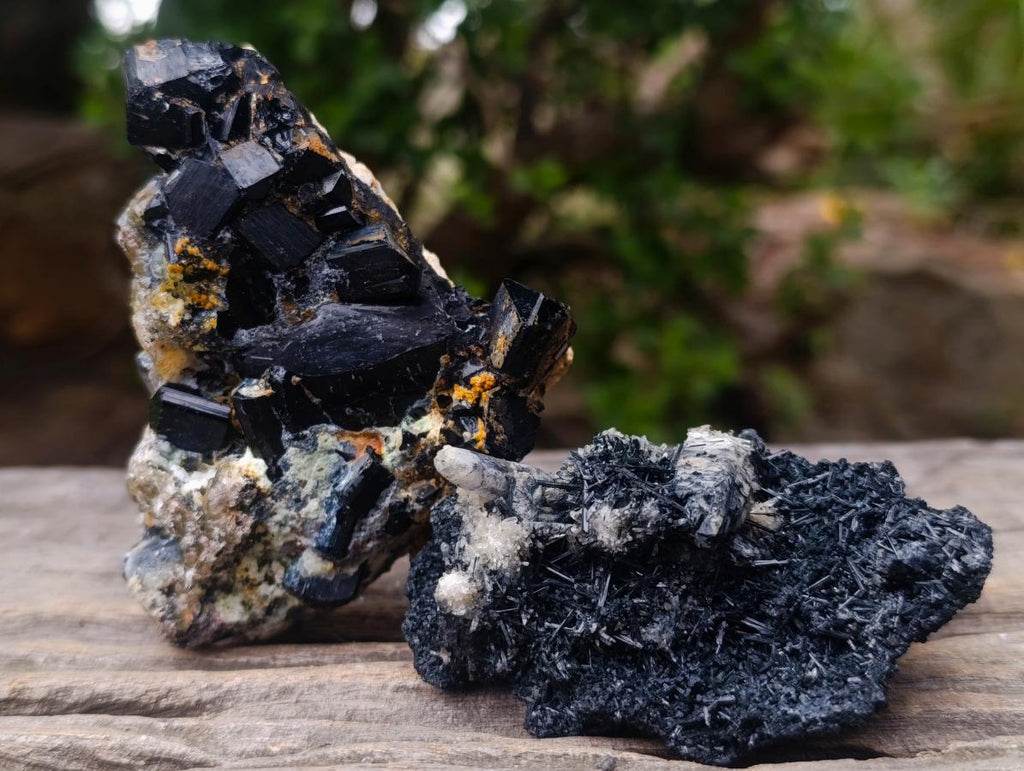 Natural Schorl Black Tourmaline with Smokey Quartz x 48 From Erongo, Namibia - Toprock Gemstones and Minerals 