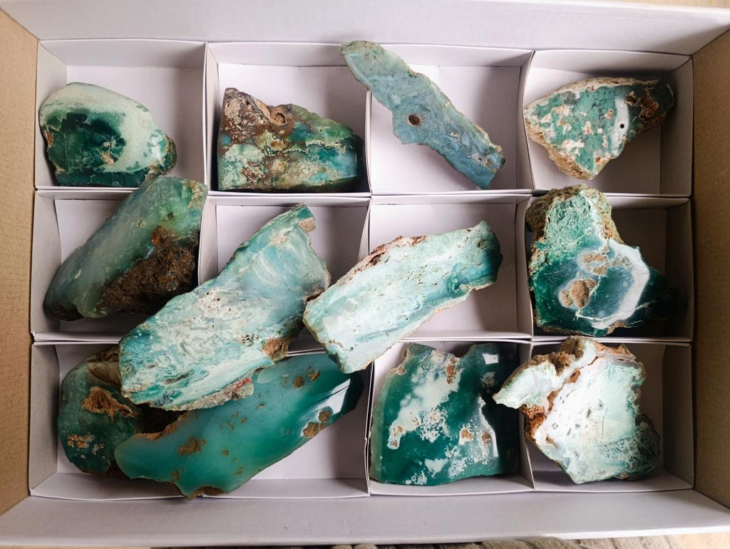 Polished One Side Great Dyke Mtorolite Chrysoprase Slices x 12 From Great Dyke Mountain Range, Zimbabwe - Toprock Gemstones and Minerals 