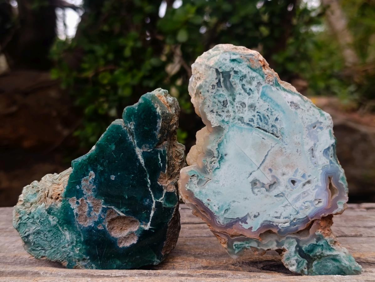 Polished One Side Great Dyke Mtorolite Chrysoprase Slices x 12 From Great Dyke Mountain Range, Zimbabwe - Toprock Gemstones and Minerals 