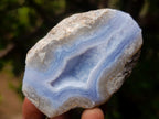 Polished One Side Blue Lace Agate Geodes x 12 From Nsanje, Malawi