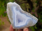 Polished One Side Blue Lace Agate Geodes x 12 From Nsanje, Malawi