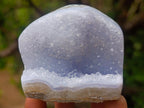Polished One Side Blue Lace Agate Geodes x 12 From Nsanje, Malawi