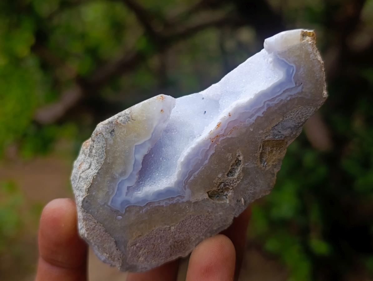 Polished One Side Blue Lace Agate Geodes x 12 From Nsanje, Malawi