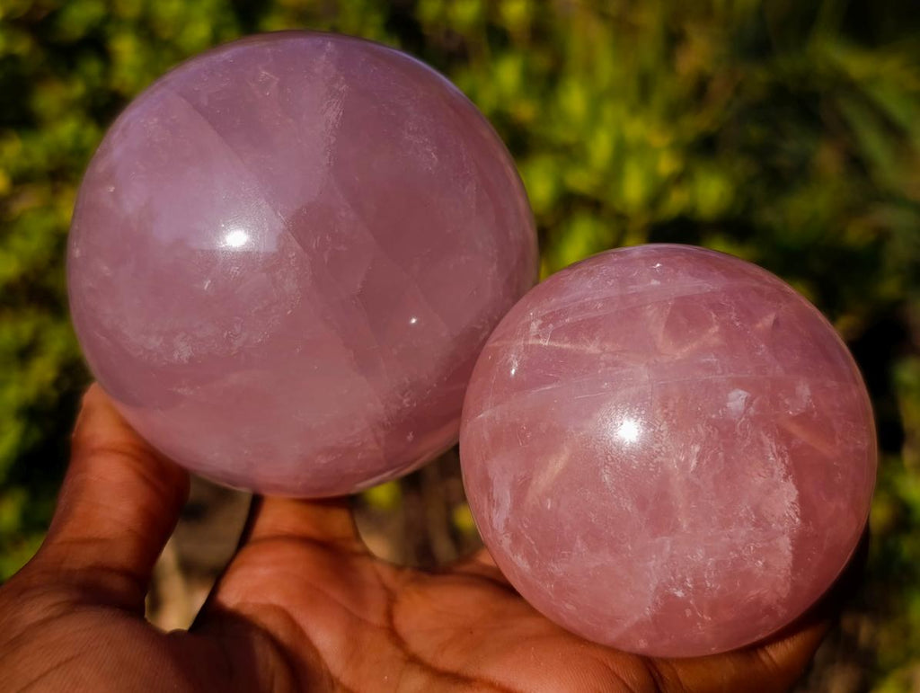 Polished Gemmy Star Rose Quartz Spheres x 3 From Madagascar - Toprock Gemstones and Minerals 