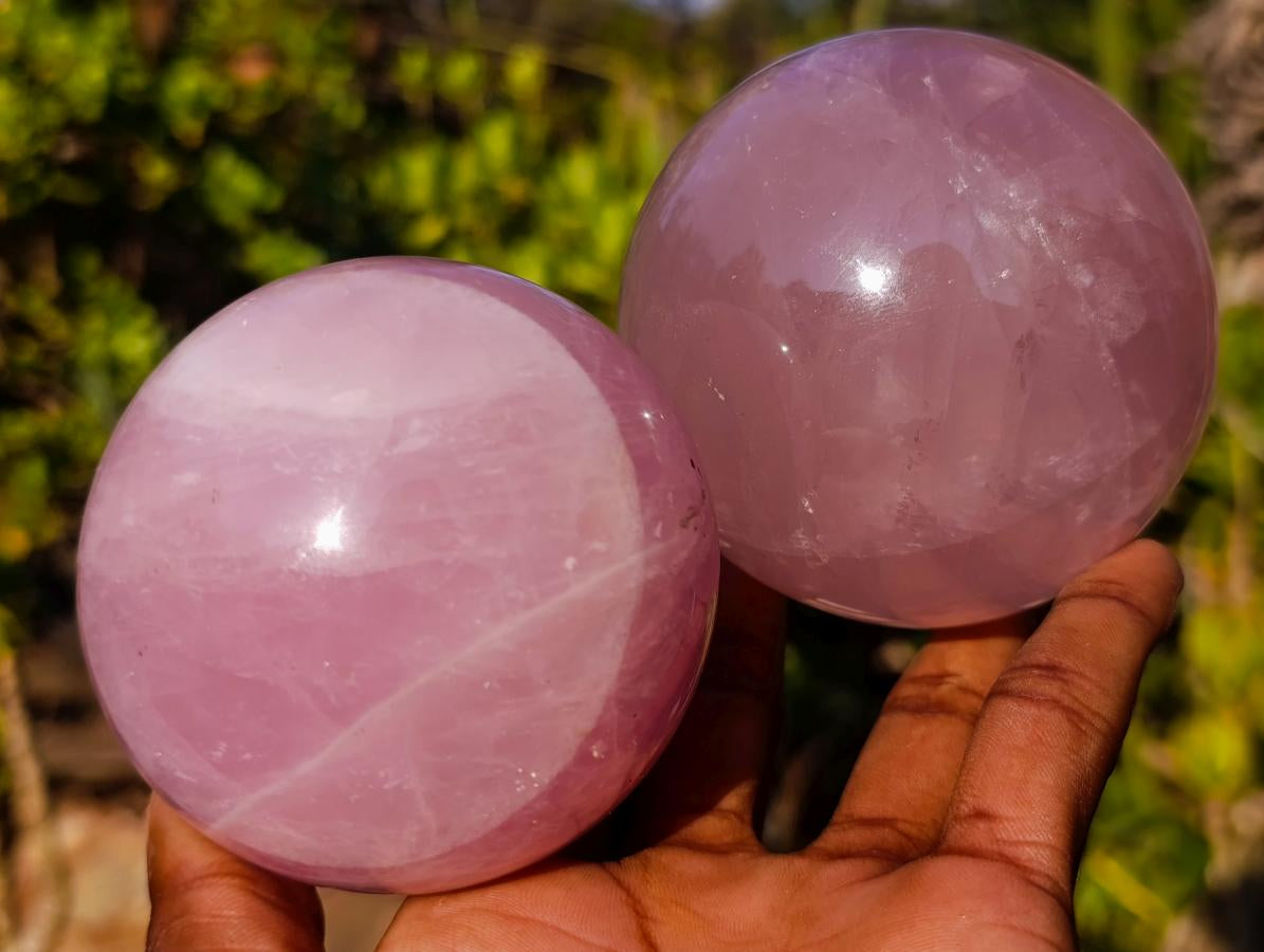 Polished Gemmy Star Rose Quartz Spheres x 3 From Madagascar - Toprock Gemstones and Minerals 