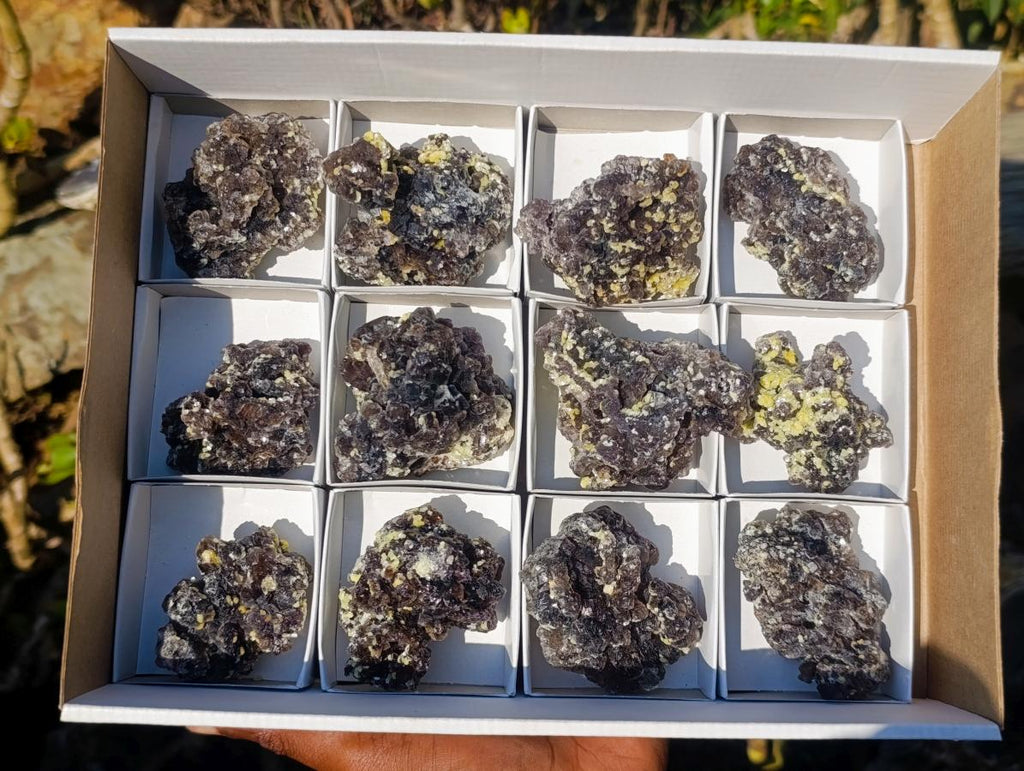 Natural Smokey Fluorite Specimens with Yellow Muscovite Mica x 12 From Erongo, Namibia - Toprock Gemstones and Minerals 