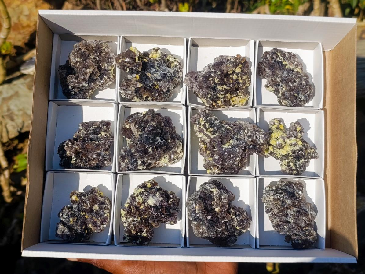 Natural Smokey Fluorite Specimens with Yellow Muscovite Mica x 12 From Erongo, Namibia - Toprock Gemstones and Minerals 
