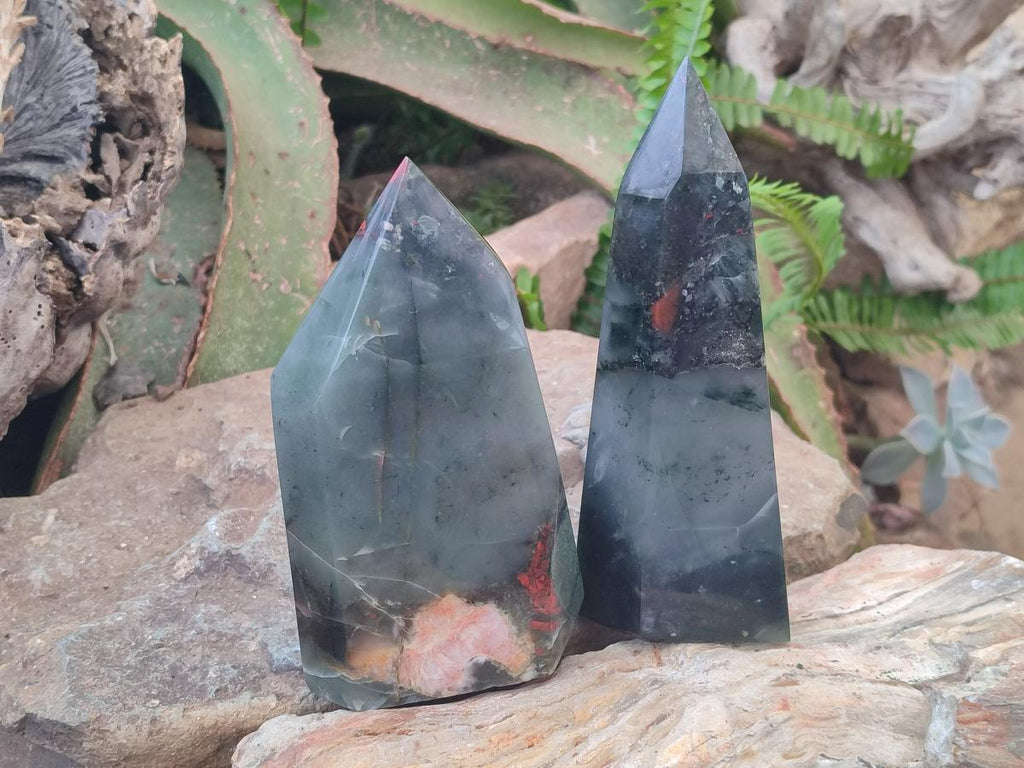 Polished Bloodstone Display Crystals x 2 From Swaziland - Toprock Gemstones and Minerals 