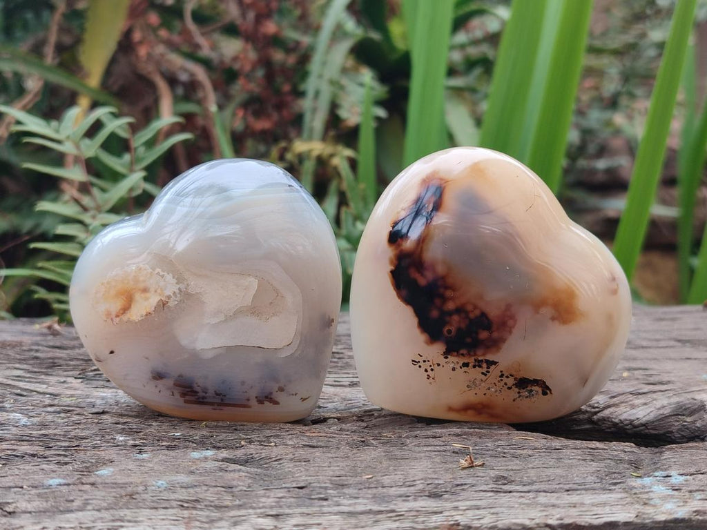 Polished Banded Agate Hearts x 6 From Madagascar - Toprock Gemstones and Minerals 