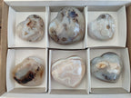 Polished Banded Agate Hearts x 6 From Madagascar - Toprock Gemstones and Minerals 