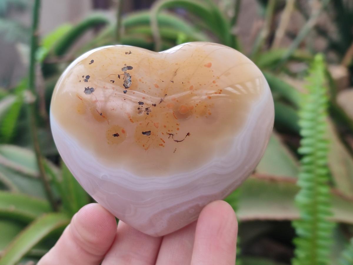 Polished Banded Agate Hearts x 6 From Madagascar - Toprock Gemstones and Minerals 