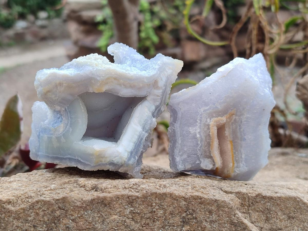 Natural Etched Blue Chalcedony Specimens x 12 From Nsanje, Malawi - Toprock Gemstones and Minerals 