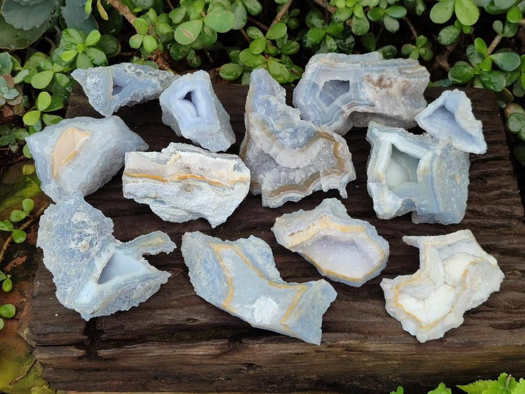 Natural Etched Blue Chalcedony Specimens x 12 From Nsanje, Malawi - Toprock Gemstones and Minerals 