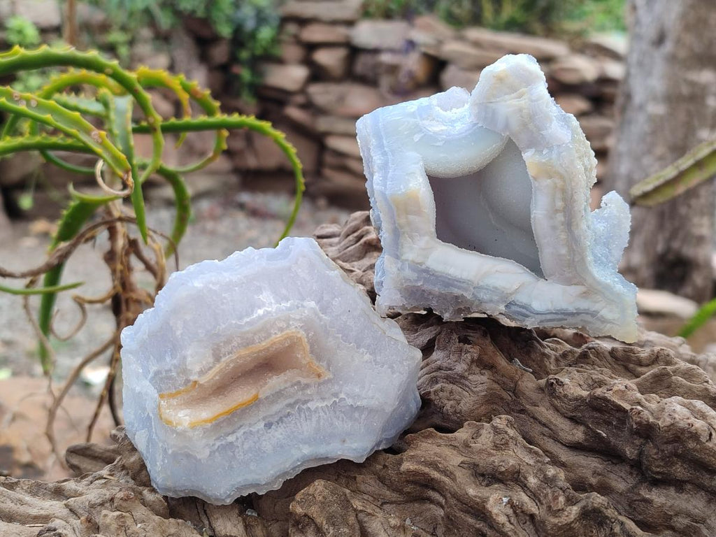 Natural Etched Blue Chalcedony Specimens x 12 From Nsanje, Malawi - Toprock Gemstones and Minerals 
