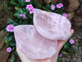 Hand Made Gemmy Rose Quartz Leaf Bowl Carvings x 4 From Madagascar - Toprock Gemstones and Minerals 