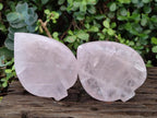 Hand Made Gemmy Rose Quartz Leaf Bowl Carvings x 4 From Madagascar - Toprock Gemstones and Minerals 