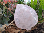 Hand Made Gemmy Rose Quartz Leaf Bowl Carvings x 4 From Madagascar - Toprock Gemstones and Minerals 