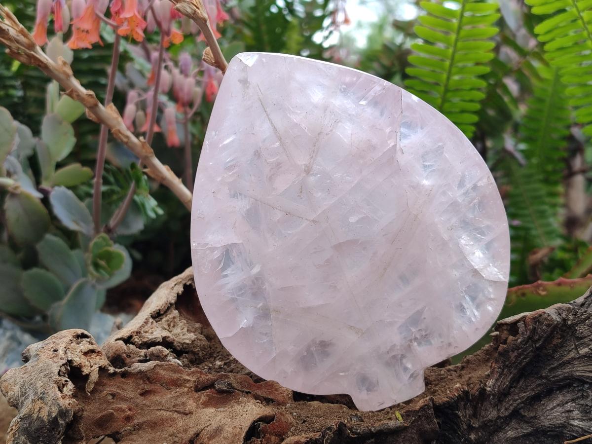 Hand Made Gemmy Rose Quartz Leaf Bowl Carvings x 4 From Madagascar - Toprock Gemstones and Minerals 