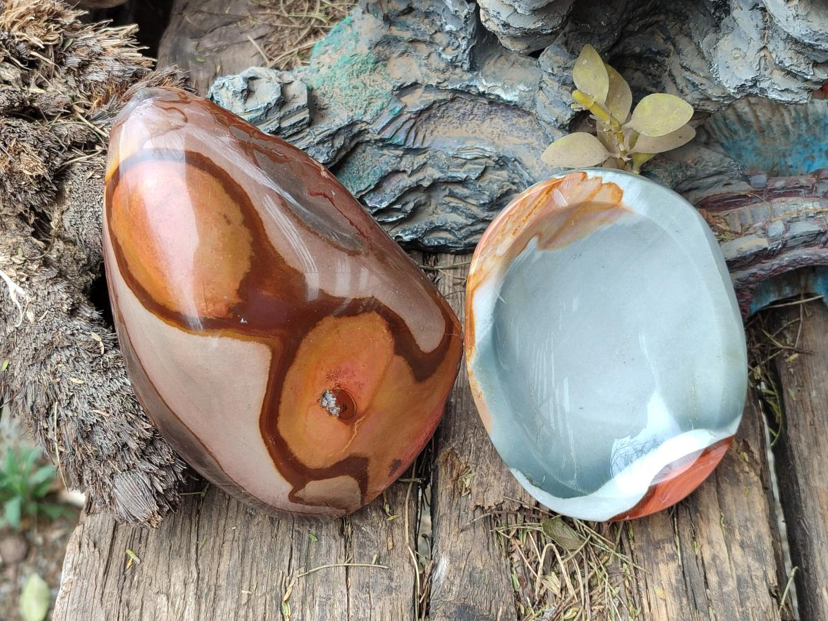 Polished and Natural Mix of Polychrome Jasper Pieces x 4 From Androka, Madagascar - Toprock Gemstones and Minerals 