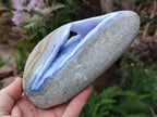 Polished and Natural Blue Lace Agate Standing Display Pieces x 2 From Nsanje, Malawi - Toprock Gemstones and Minerals 