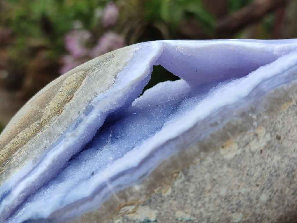 Polished and Natural Blue Lace Agate Standing Display Pieces x 2 From Nsanje, Malawi - Toprock Gemstones and Minerals 